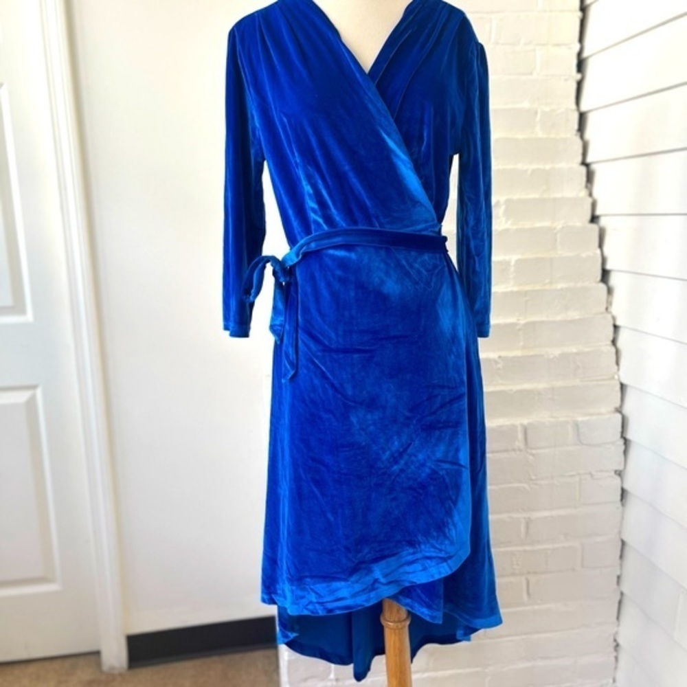 NWT Blue Velour Fit and Flare dress